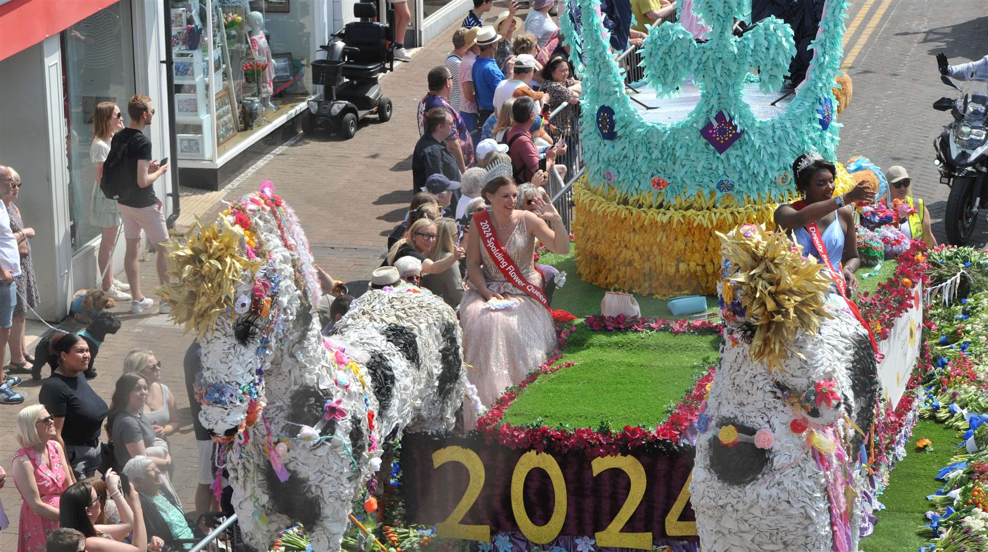 The flower parade attracts thousands of visitors to Spalding