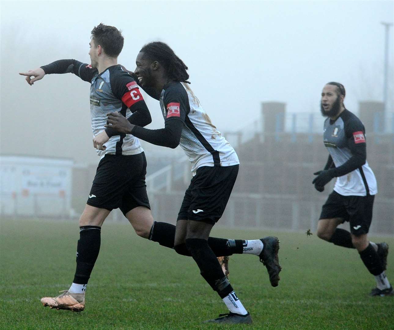 Sam Muggleton after equalising for Grantham. Photo: Chris Lowndes