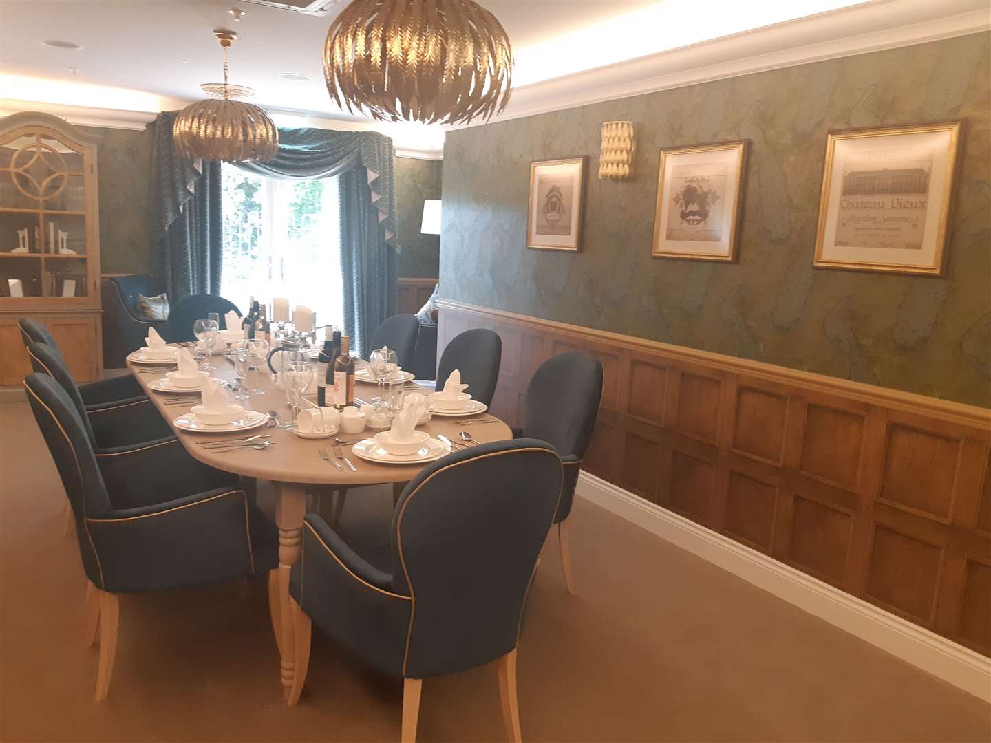 The private dining room can be booked by residents and their families