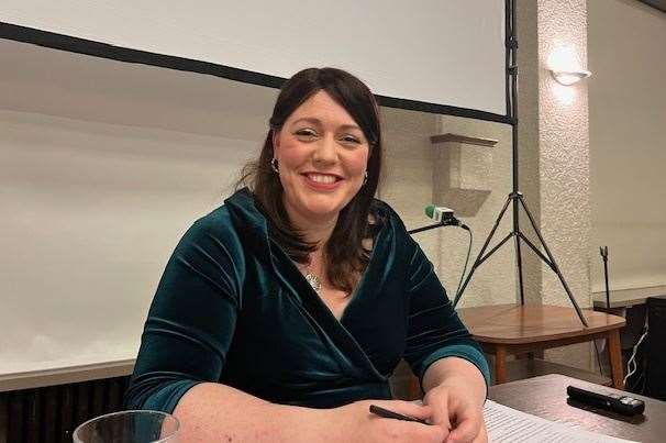 Alicia Kearns during the public meeting at Victoria Hall to discuss devolution