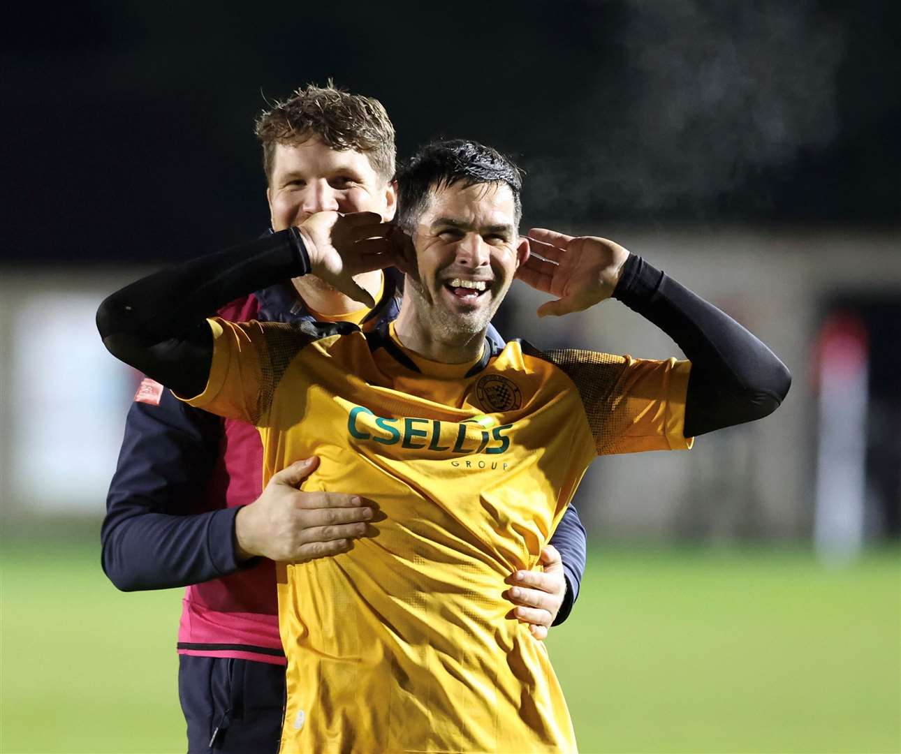 Jon Challinor after his winning goal on Tuesday night. Photo: Rob O'Brien