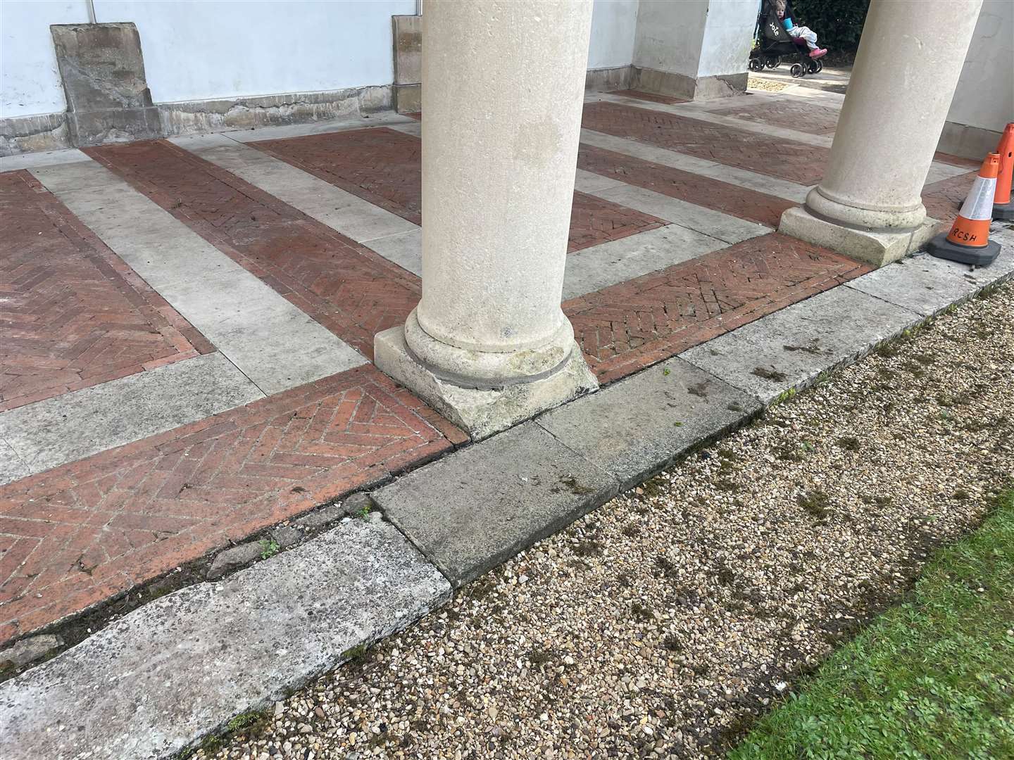 Restoration work needs to be carried out to the plinth of column one