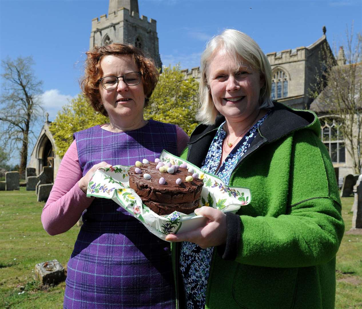 Miranda Girdlestone and Elizabeth Stott outside Quadring Church PHOTO: CHRIS LOWNDES