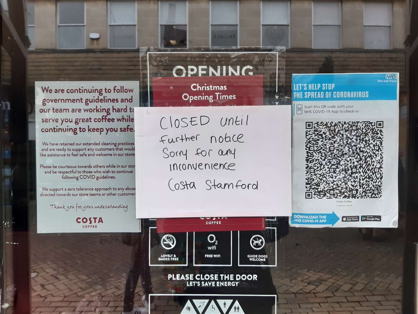 Costa Coffee in Stamford High Street has been closed