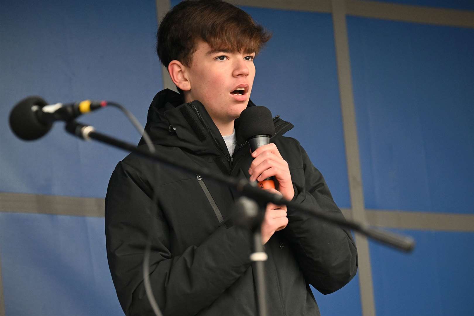 Charlie Church performing at the Christmas fair.