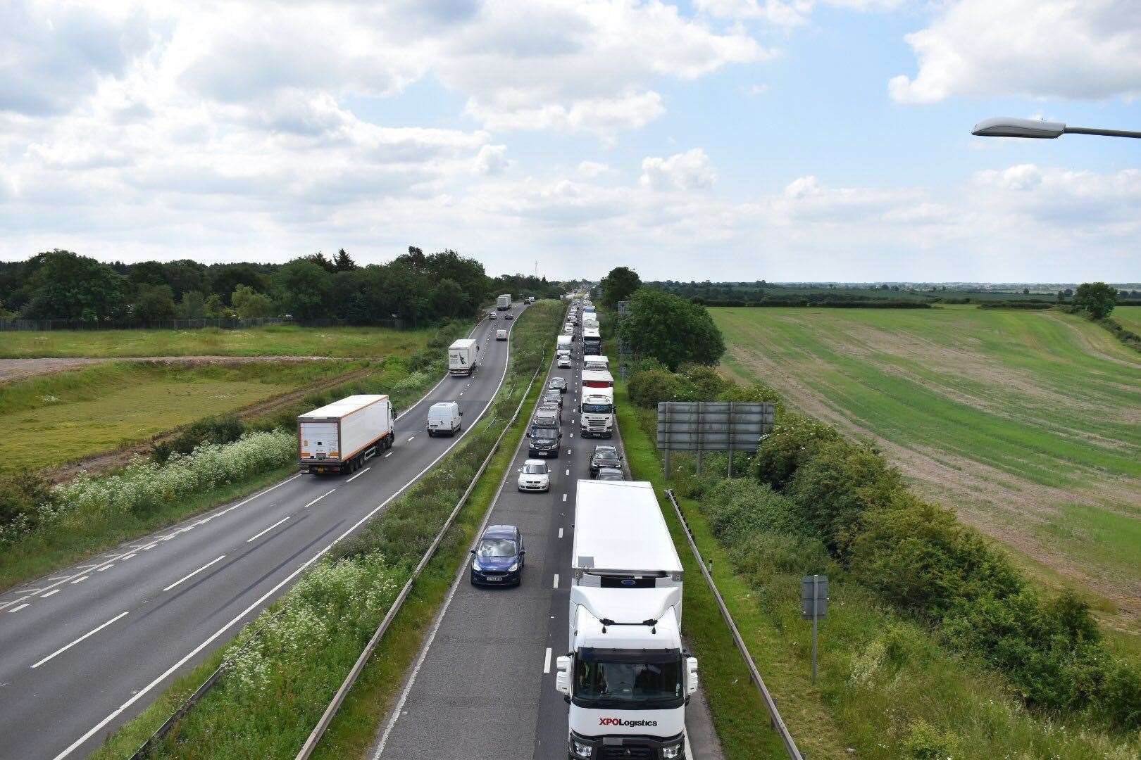 The A1 is blocked at Colsterworth. Stock image photo: RS Mortiss