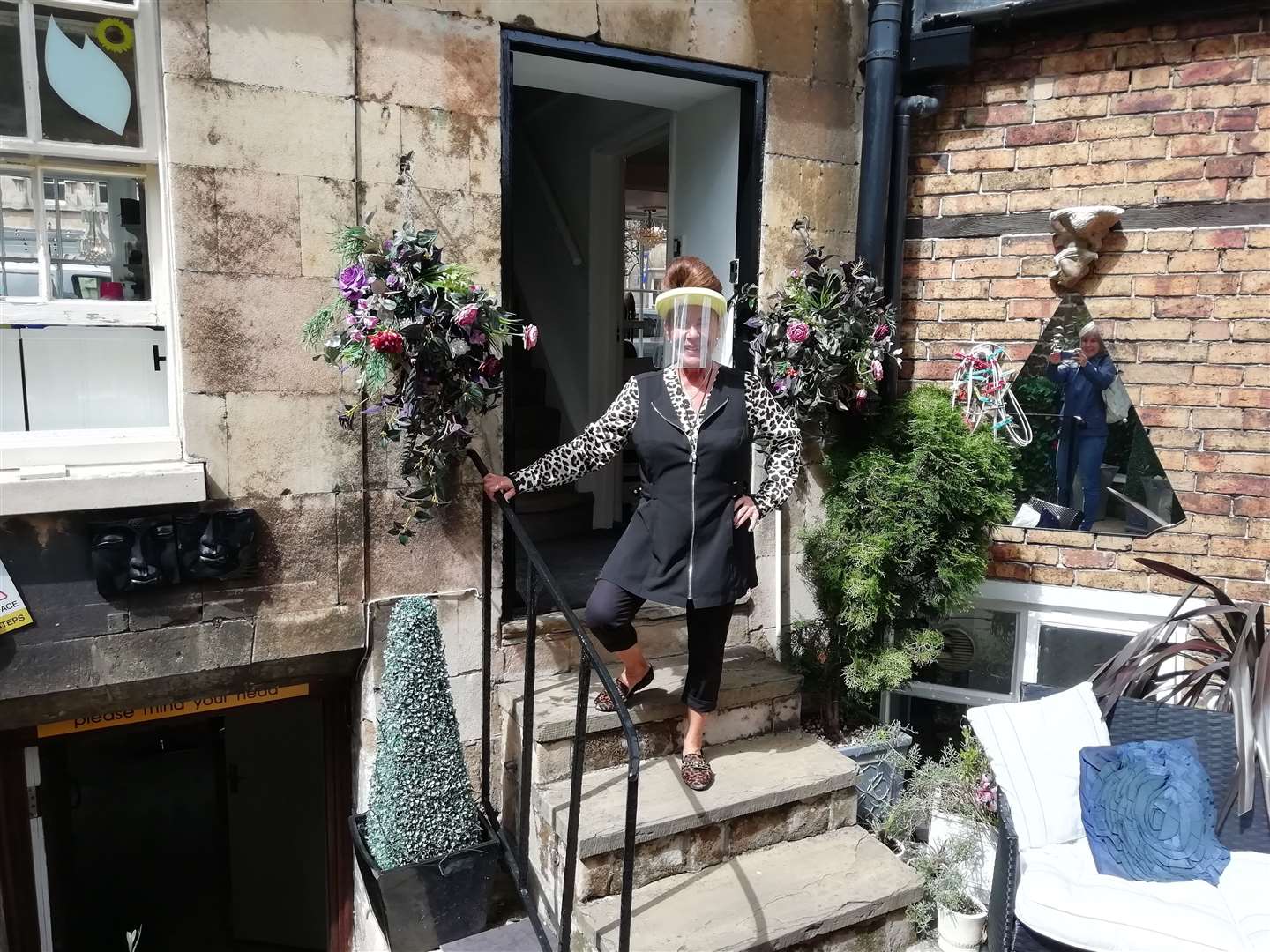 Petra Johnson in the courtyard at her salon, Petra Hair and Beauty in Broad Street, Stamford
