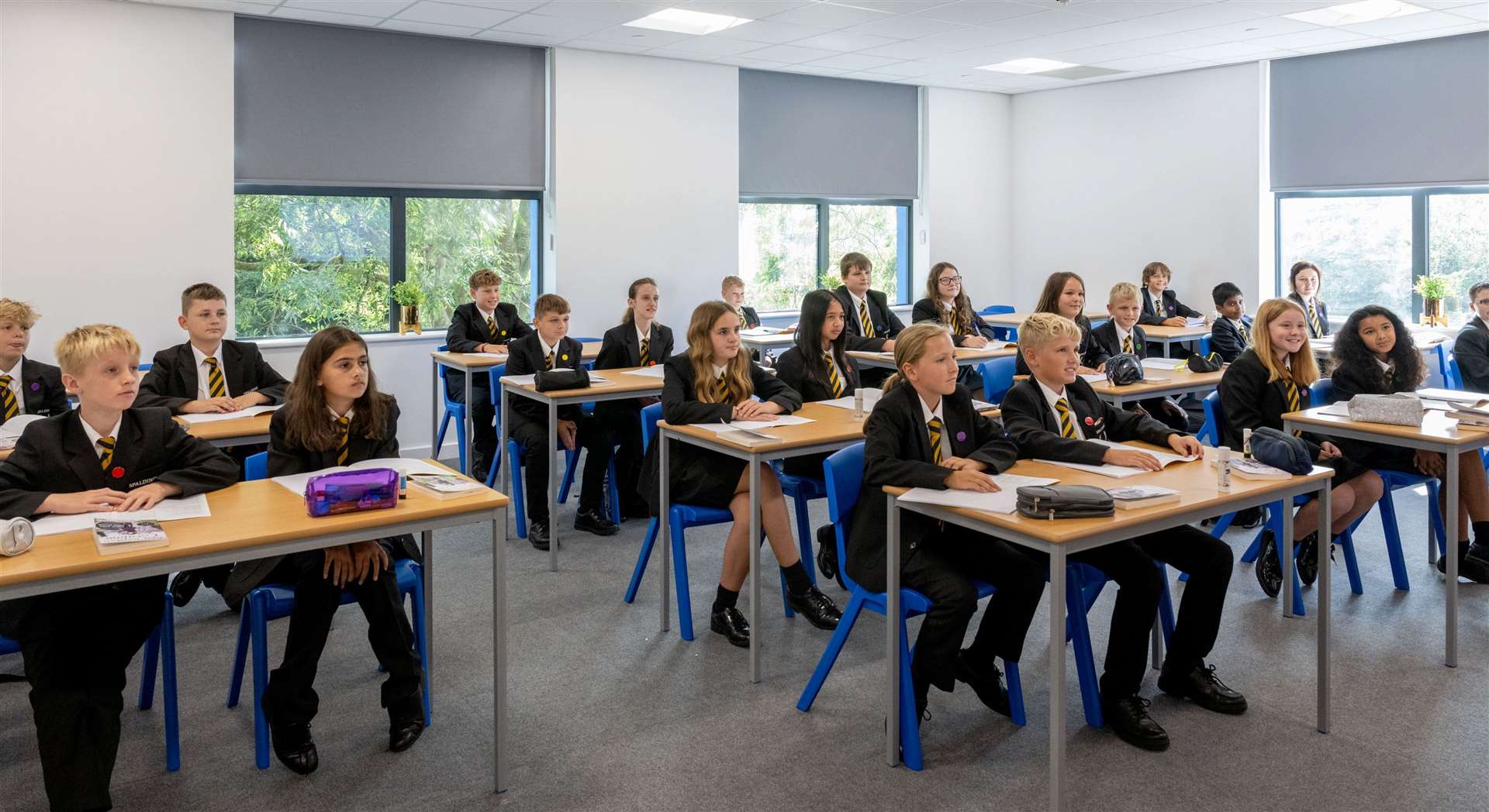 Spalding Academy students in Classroom 2 within the new L Block