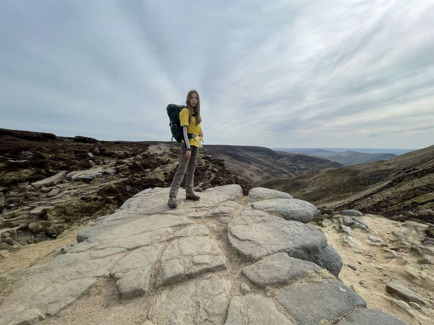 Leah at the top of Kinder Scout in the Peak District. (47131048)