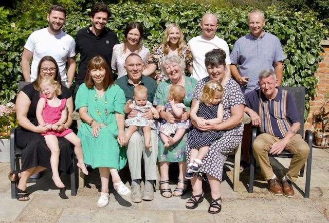 Frank and Sandra Evans surrounded by family as they celebrated 60 years of marriage.