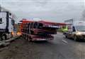 Traffic chaos as lorry hits central reservation on A1 