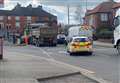 Lorry and car collide on town centre road