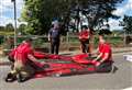 Firefighters search waterway