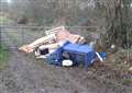 Large pile of furniture dumped in lane near Grantham