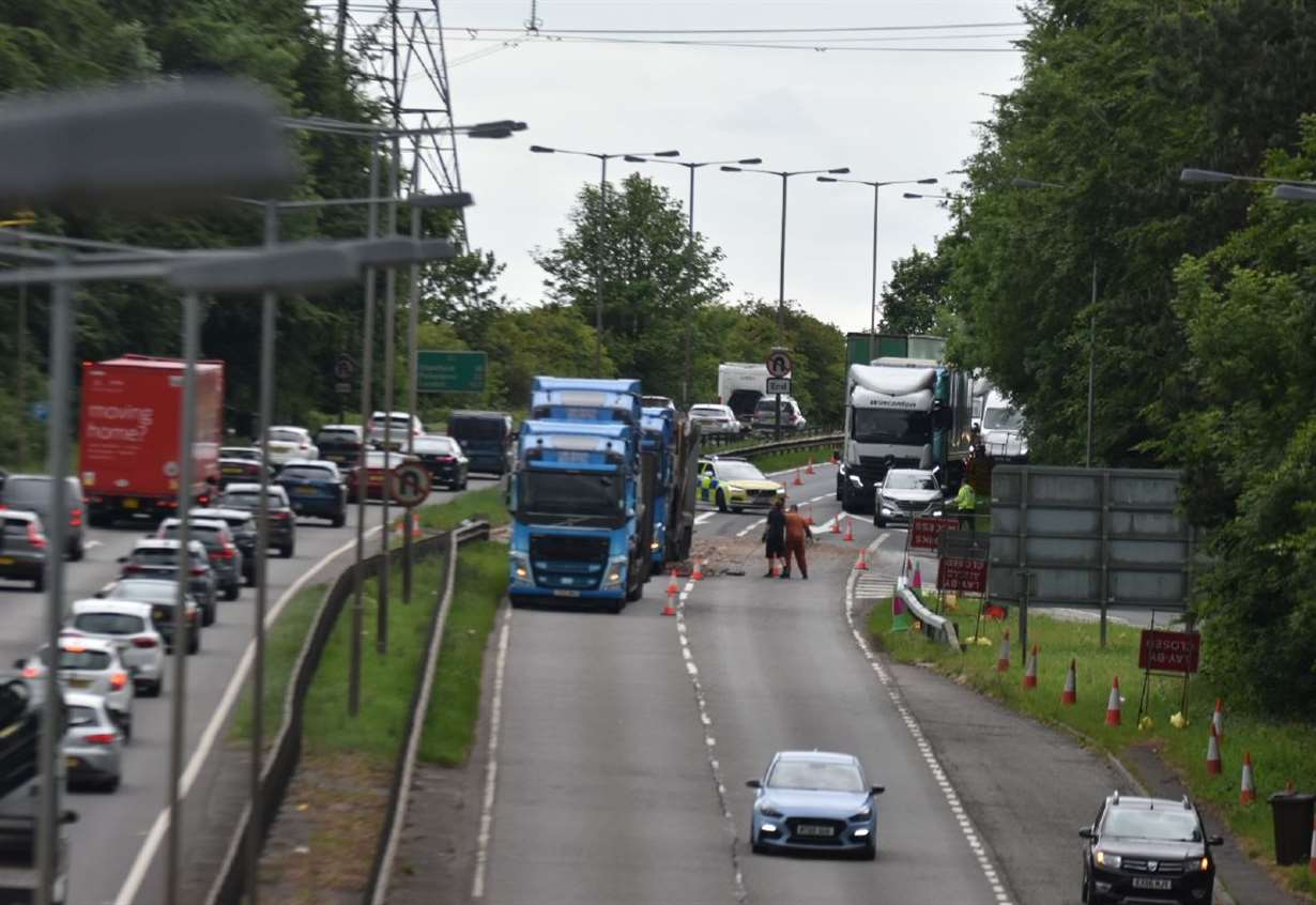 Delays on A1 as lorry loses load