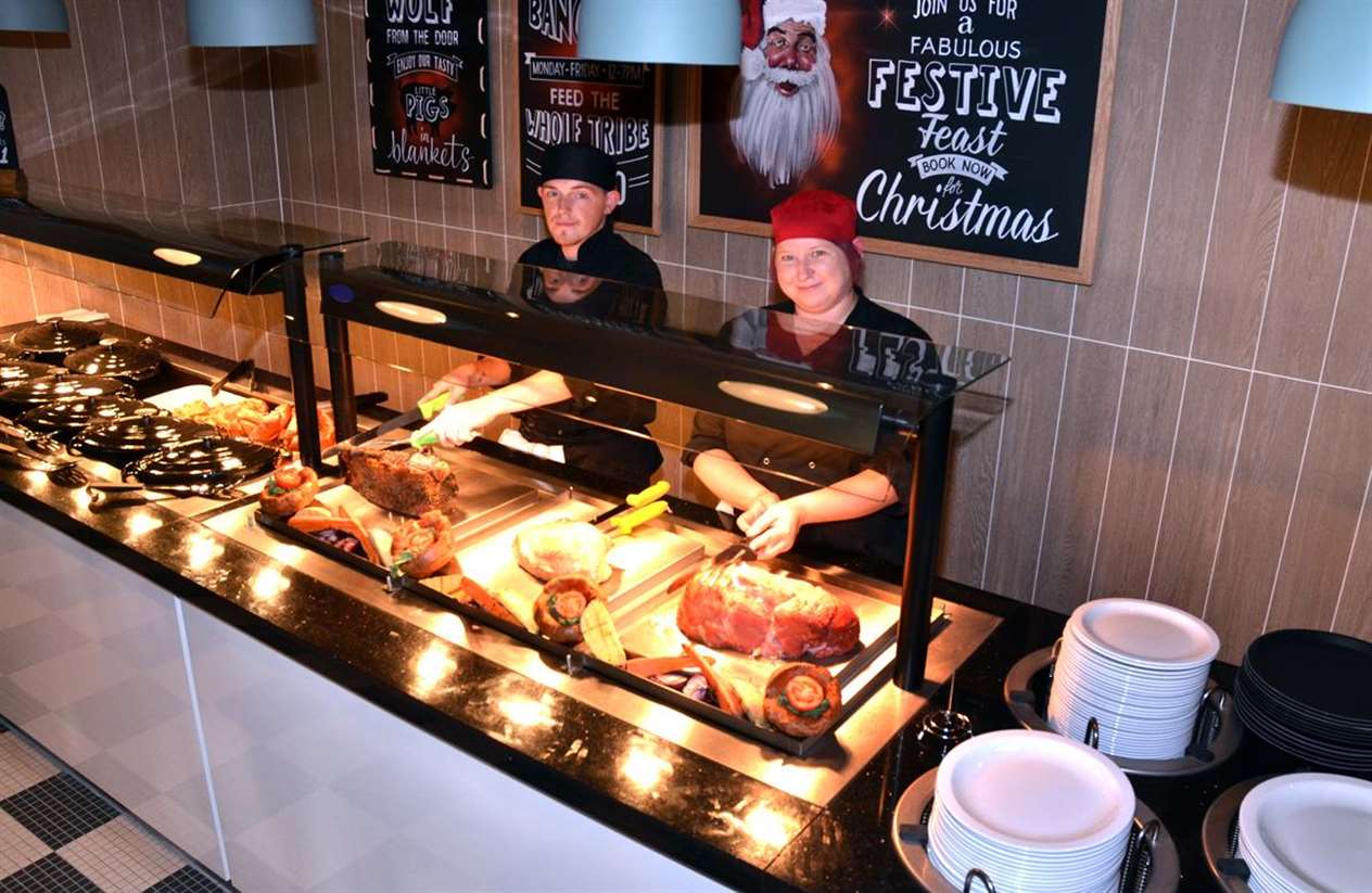 Catering staff at the carvery. Photo (TIM WILSON): SG-210918-022TW