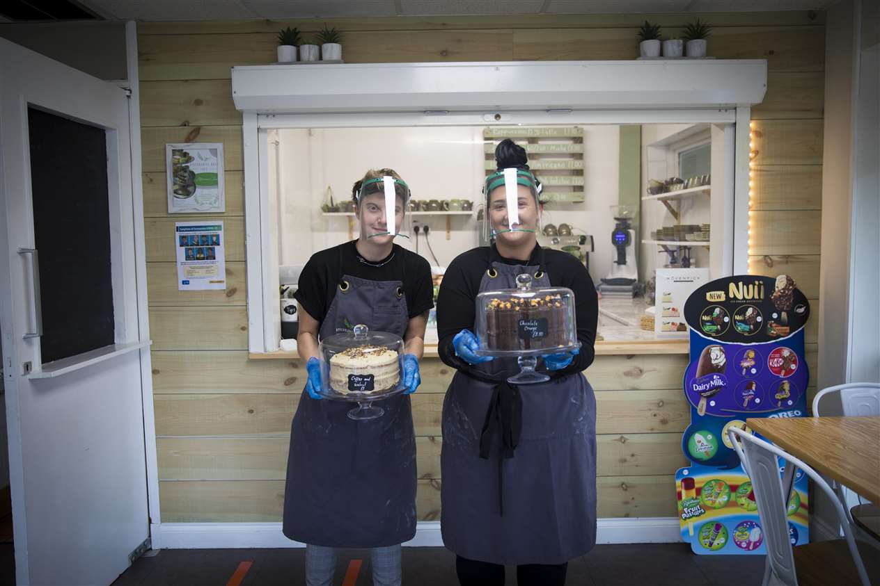 Sarah Hall and Ellie Clay with some of their amazing cakes at Ayscoughfee Hall Cafe