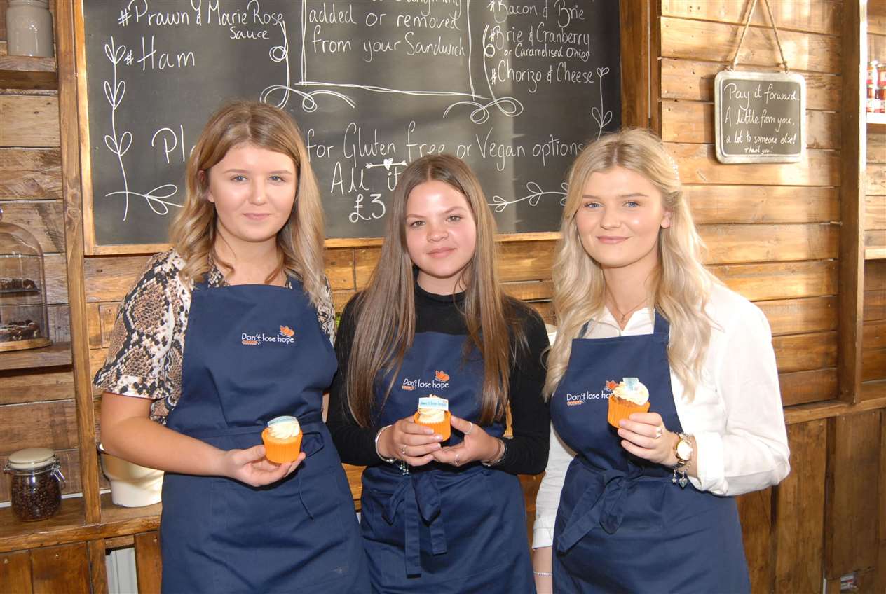 Phoebe and Gracie Thorogood with Ellie Clayton. Photo: Jonathan Smith