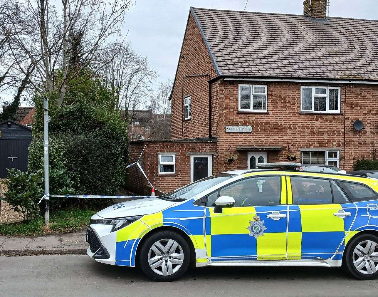A police car stationed at the crime scene this morning (Wednesday)