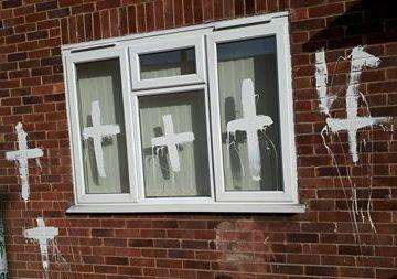 Matthew Poxon's vandalised house in Rowan Avenue, Spalding. Photo supplied. (2650637)