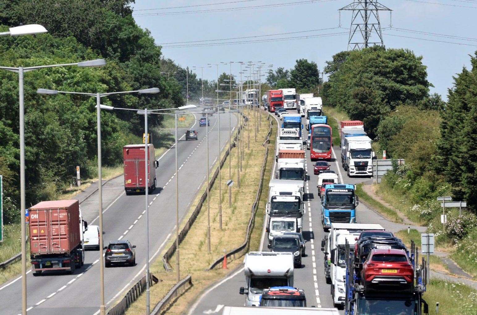 Traffic queueing on the A1 following a collision at Great Ponton. Photo: RSM Photography