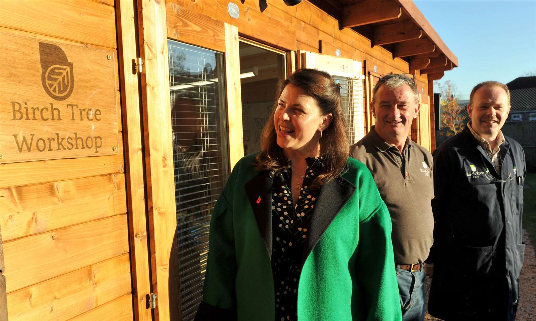 Television presenter Kirstie Allsopp opens the new workshop at Birch Tree Cafe with Tim Nicol and Lee O'Connor