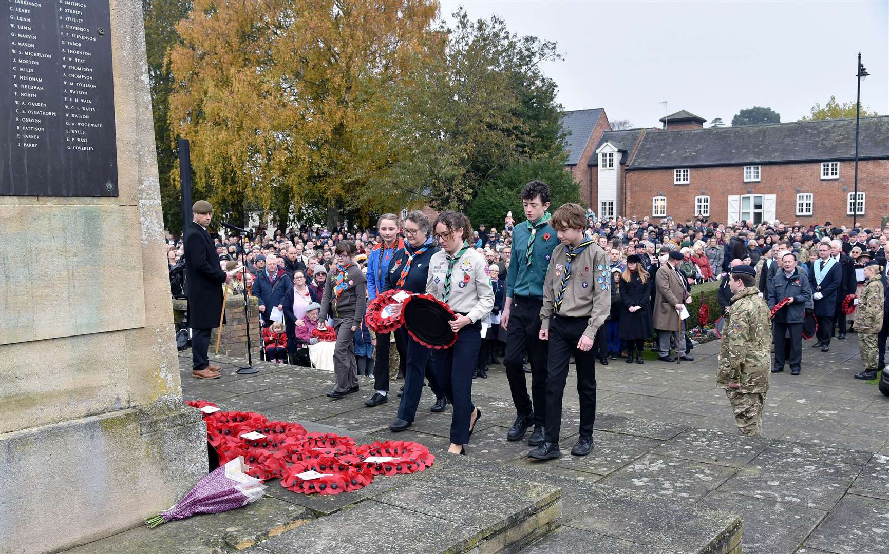 Scouts lay a wreath
