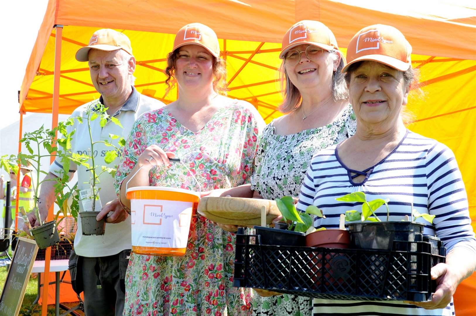 Simon Riley, Kay Harrington, Shani Storrie and Jayne Froment promote the Mind Space Stamford garden. Photo: Chris Lowndes