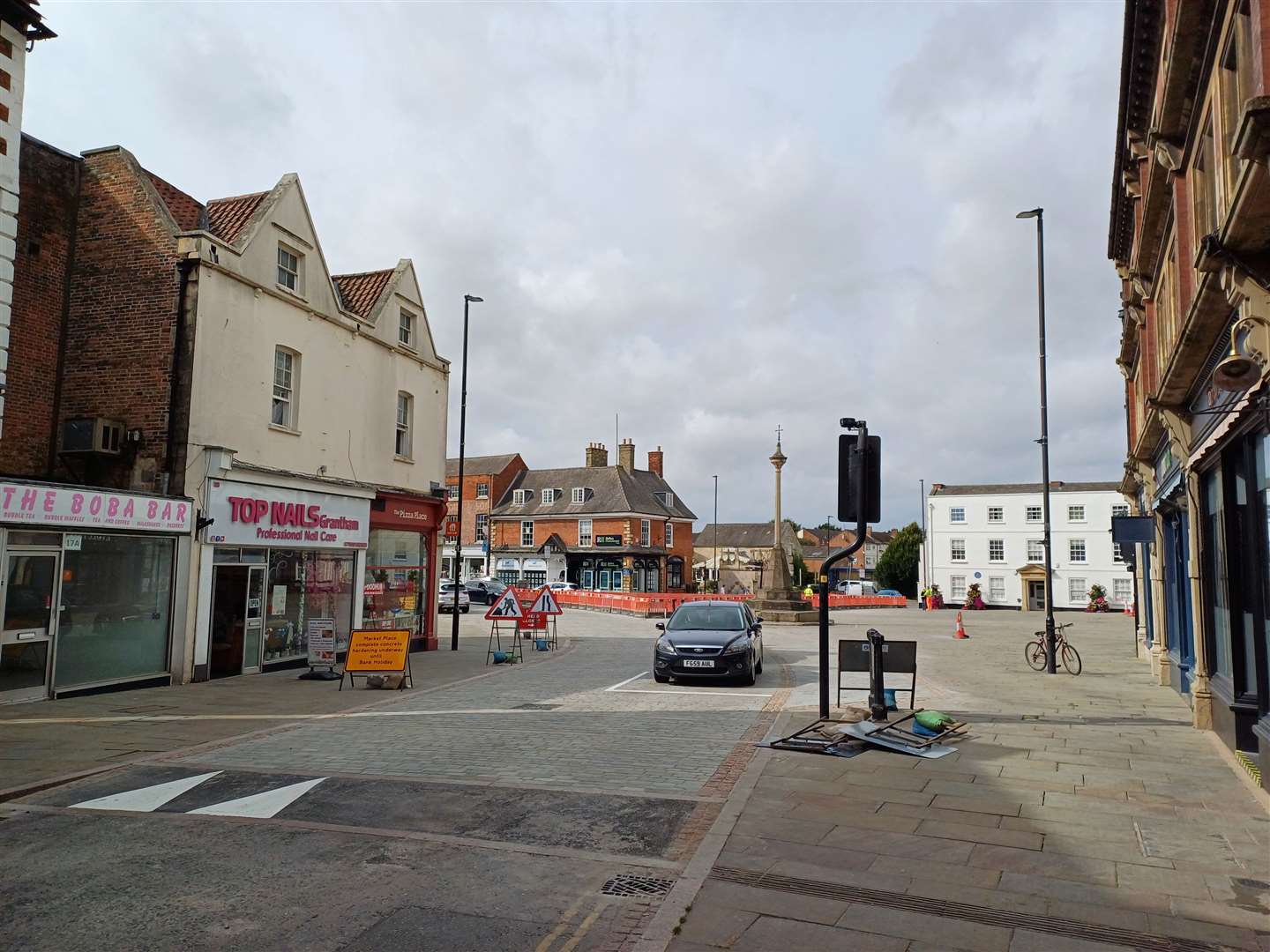 Although not a major thoroughfare, traffic can get through the Market Place in some directions now. Photo: Daniel Jaines