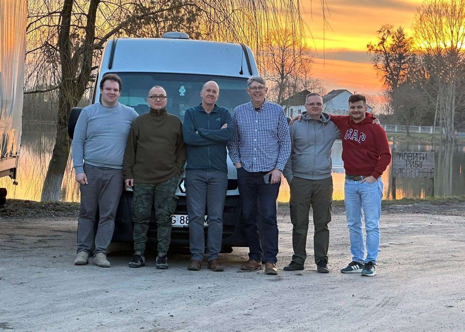 Richard Astle (third from left) on a Helping Our Ukrainian Friends aid trip last winter