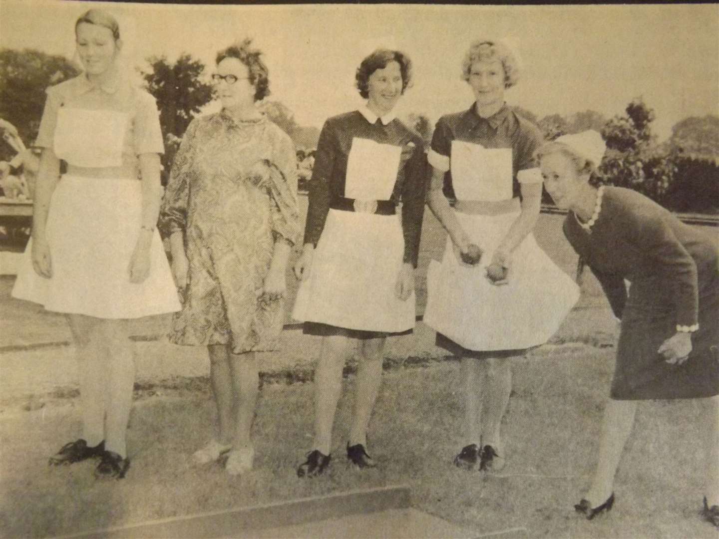 50 years ago: August 31, 1973 – Deputy Matron in charge, Mrs V. M. Nicholls, watched by other members of staff at St Peter's Hospital, Bourne, tries her hand at one of the attractions at the sports day on Wednesday week.