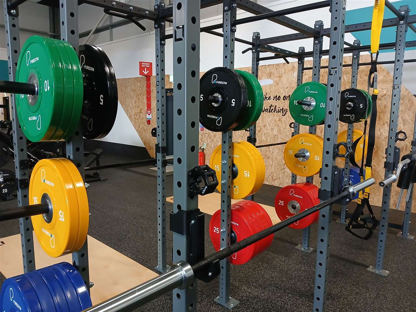 Free weights on the sprung floor area