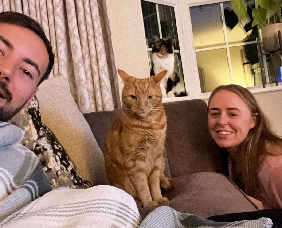 Antony and Sarah with their other cat Oliver