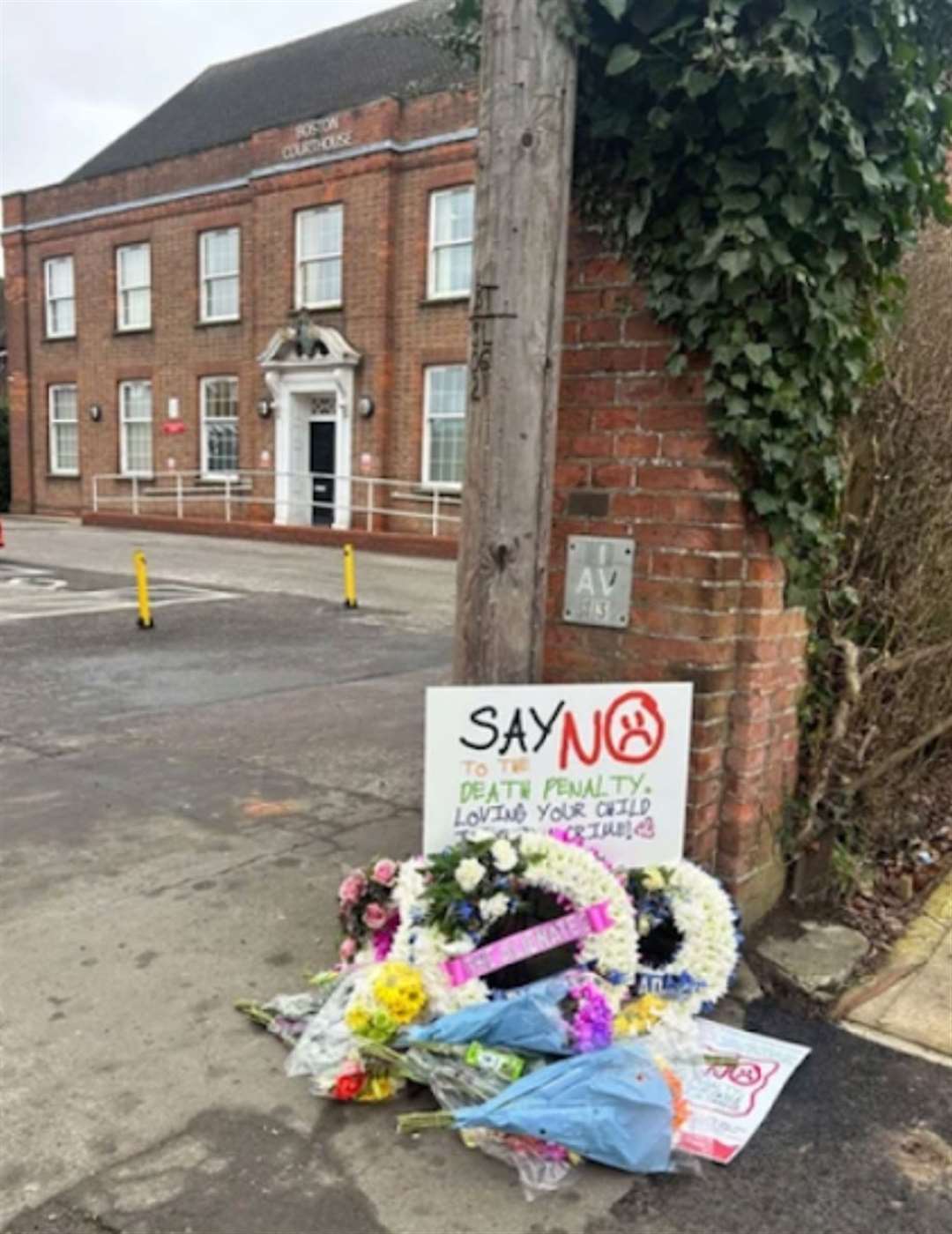 The display outside Boston Magistrates' Court