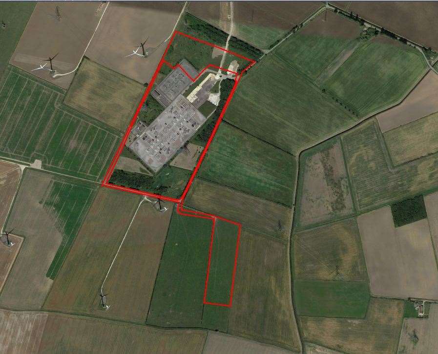 The red lines denote the site location