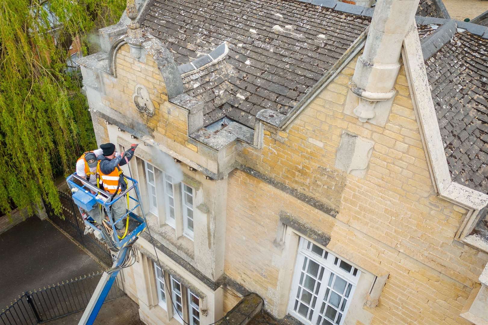 Gary Cook steam cleans The Laurels care home. Photo: Will Johnston Photography