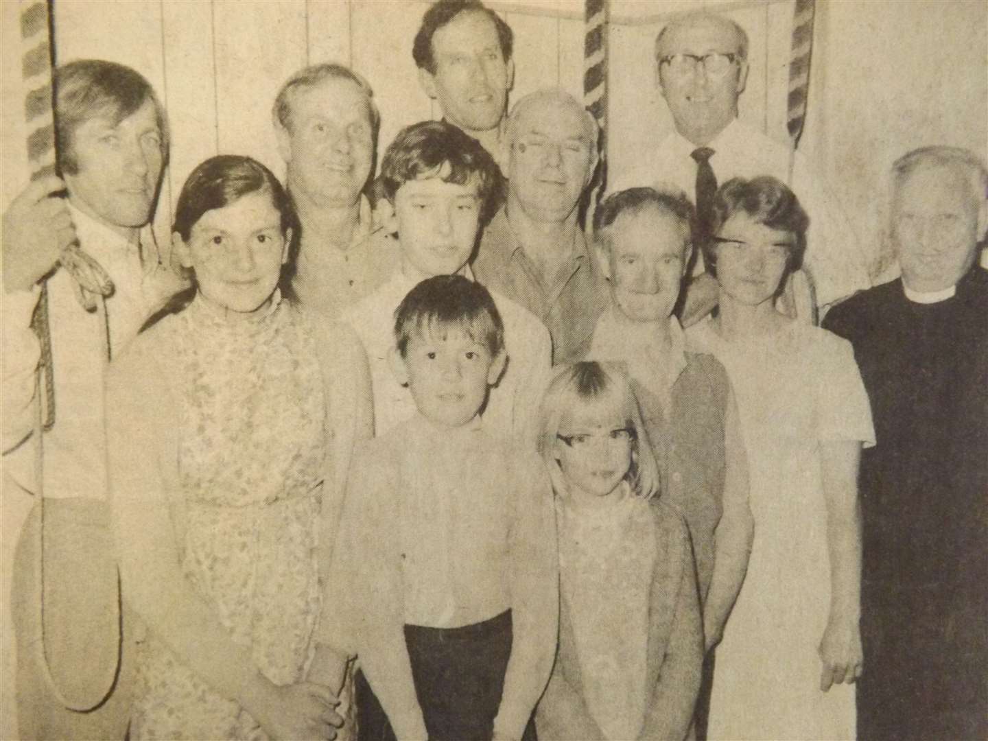 50 years ago: August 31, 1973 – Pictured with the Vicar of Langham, the Rev W. A. Buckley (right), are the bellringers: Mr R. Bailey, Helen Hubbard, Mr R J. Hubbard, Robert Hubbard, Mr J. Beadman, David Beadman, Mr Fred Hubbard, Mr Lionel Atton, Mr Walter Cousins, Mrs P. Jennings and her daughter.