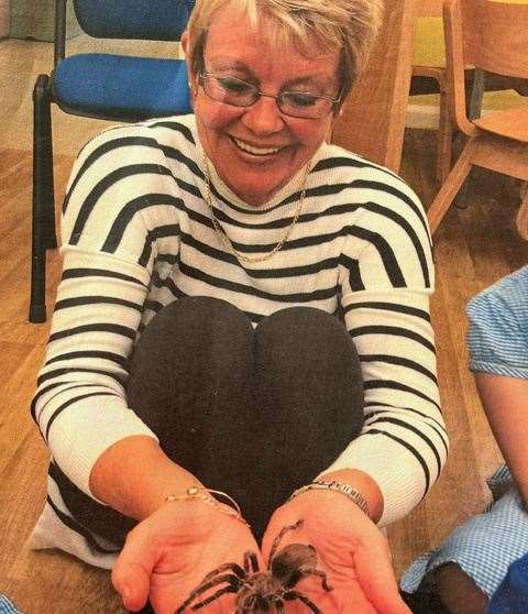 Sue Foster was the only member of staff who would touch the reptiles and tarantula when an exotic keeper visited the school