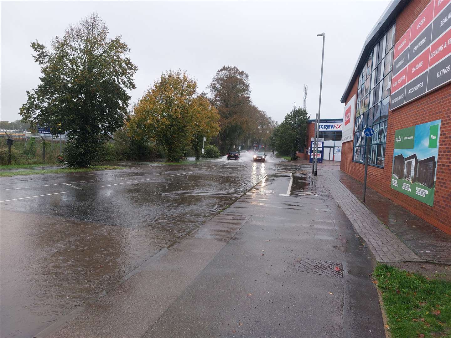 Flooding water in Harlaxton Road.