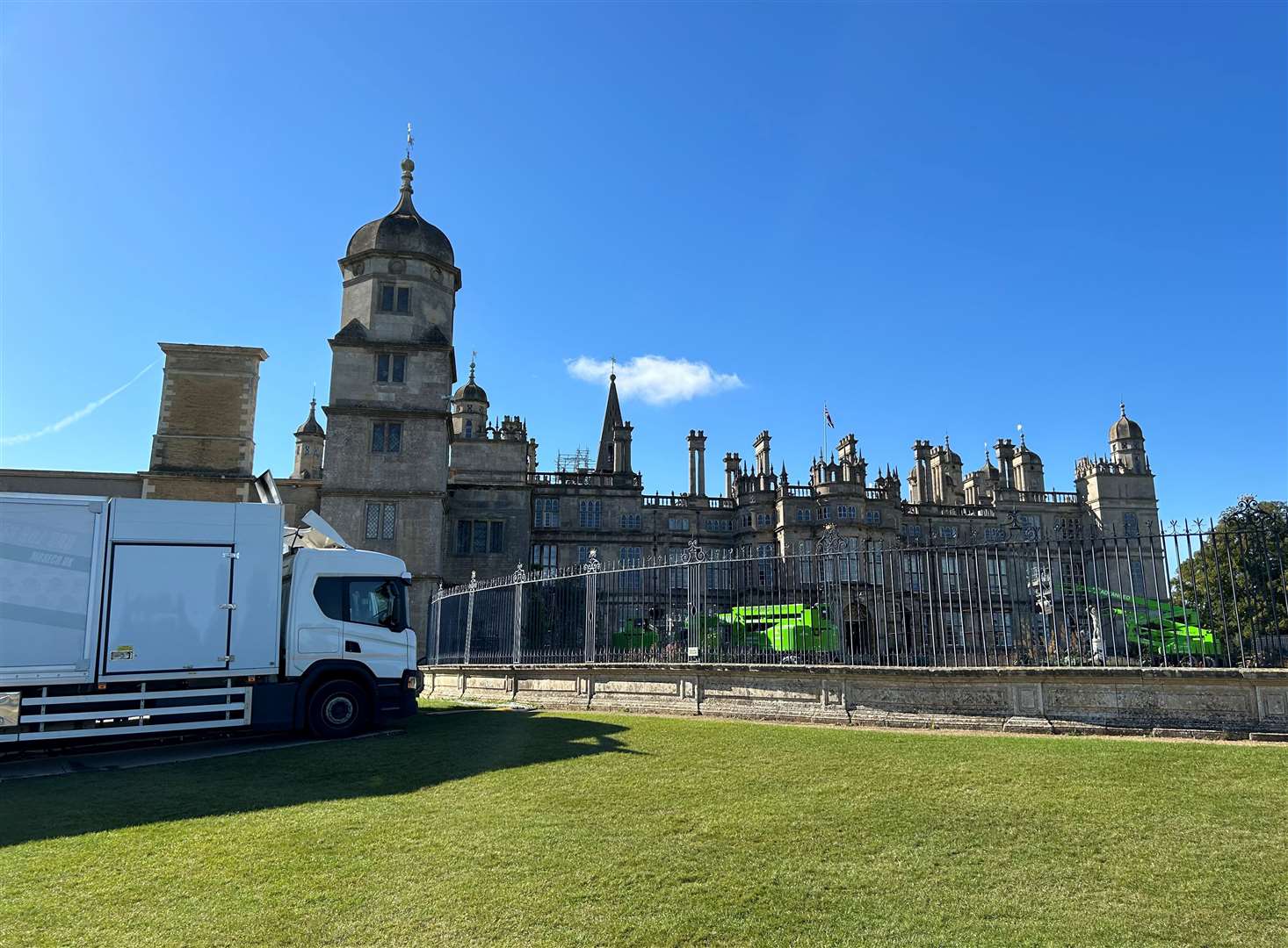 Burghley is busy with crews setting up for filming