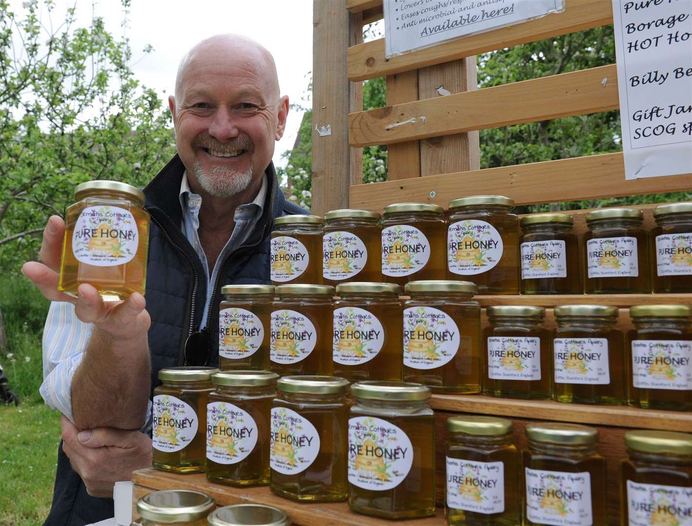Richard Griffin, chairman of Stamford and Bourne Beekeepers, was there with honey from his hives