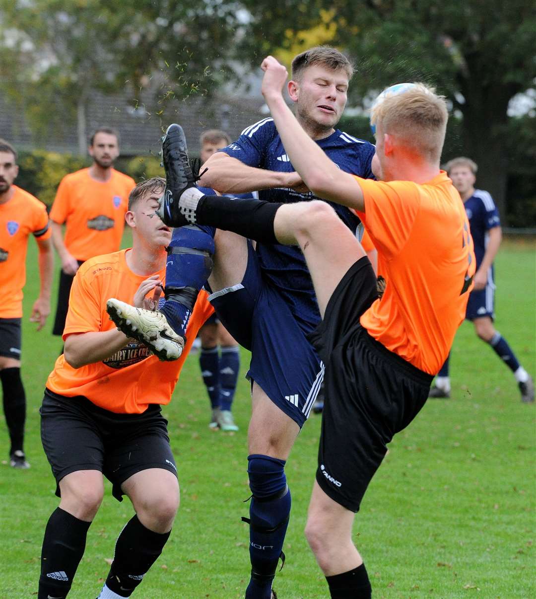Lincolnshire Junior Cup action from Moulton Harrox's victory over Scotter United. Photo: Chris Lowndes