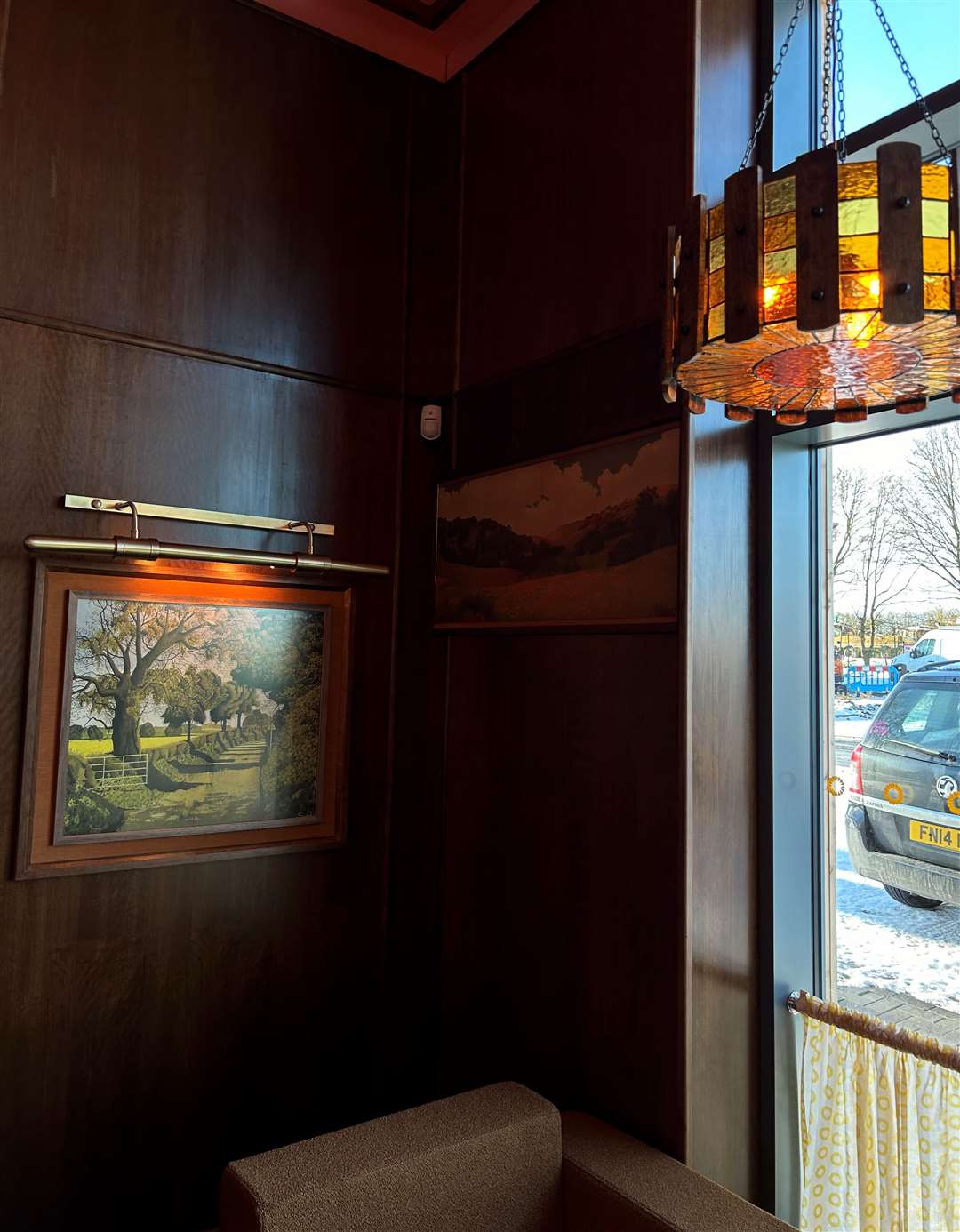 Wooden paneled walls