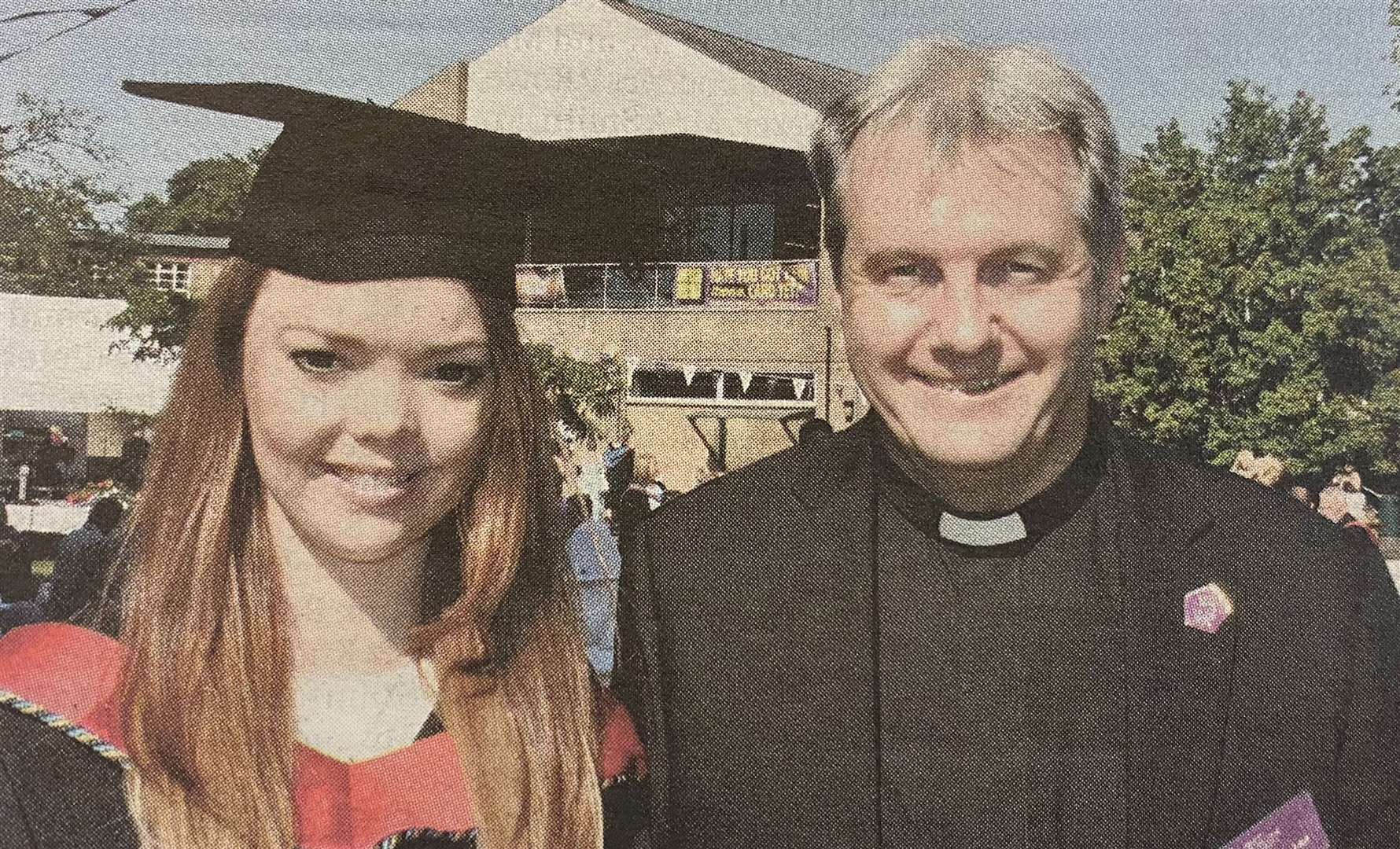 Jade Etherinton with the Rev Prof Peter Neil, vice chancellor of Bishop Grosseteste University 10 years ago.