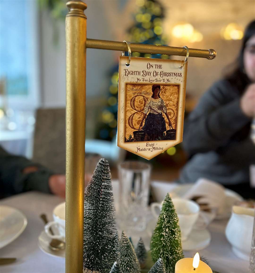 Festive decorations in the castle tea room