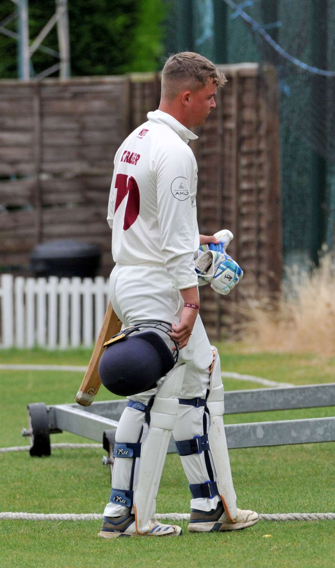 Davico Kruger after being bowled by Marcus Telford. Photo: Chris Lowndes