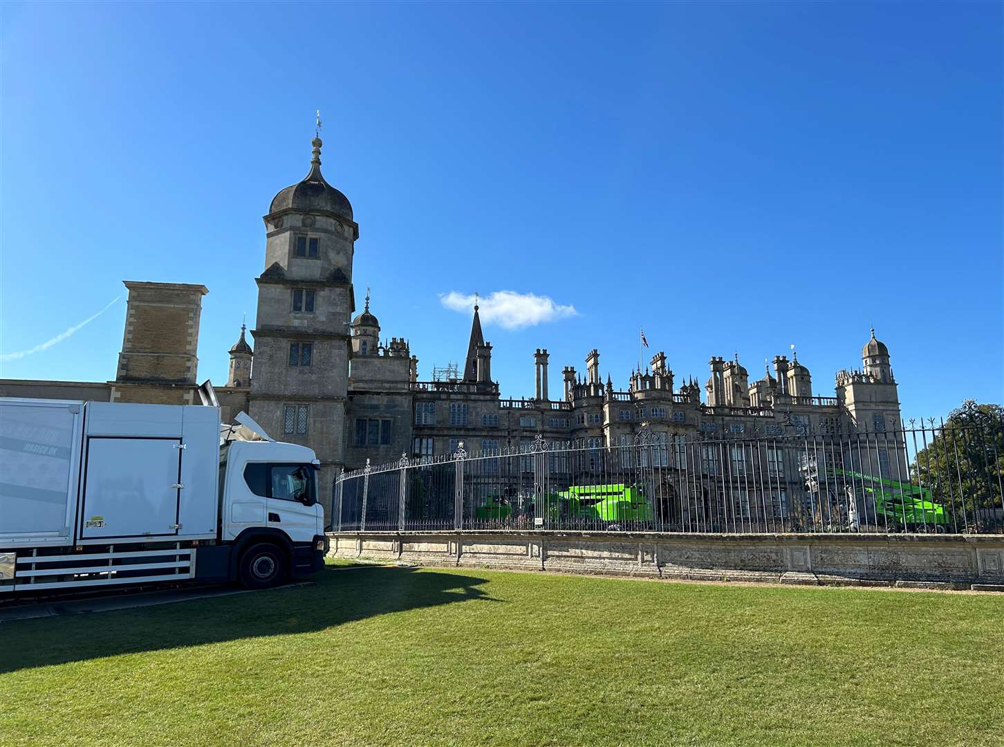 Burghley is busy with crews setting up for filming