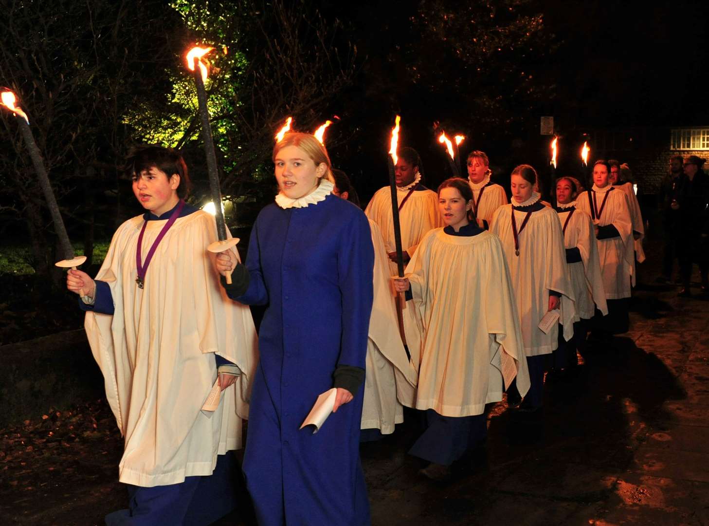 The procession entering the church