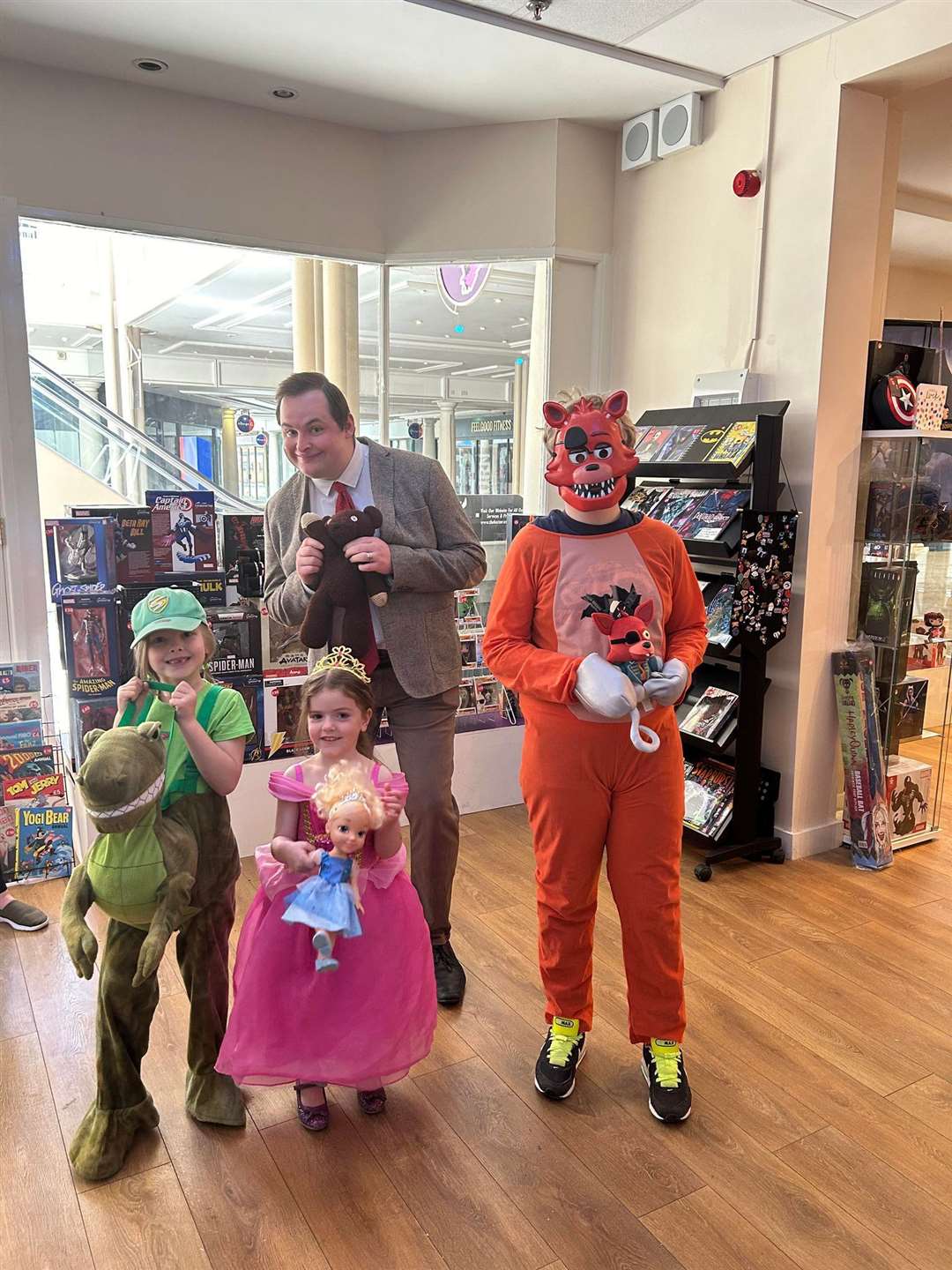 Grantham's Mr Bean posing with some entries in the fancy dress competition.