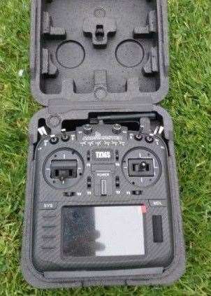 The remote control for Ling's fixed wing model aircraft.